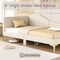 Beige Solid Wood Linen Fabric Daybed with Rivet Tufted Design